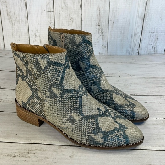 Lucky Brand Lenree Leather Snakeskin Embossed Bootie - Picture 1 of 11